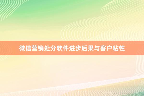 微信营销处分软件进步后果与客户粘性